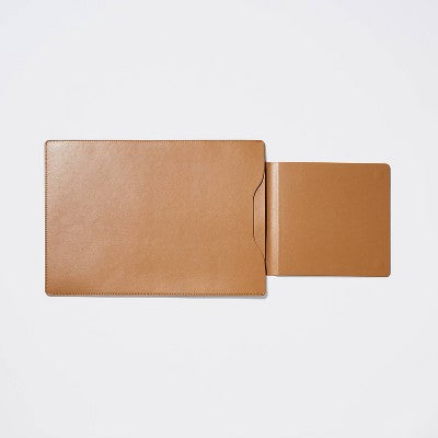 Faux Suede and Leather Laptop Sleeve with Built-In Mouse Pad Brown - Threshold