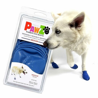Pawz 12pc Rubber Dog Boots - Blue M