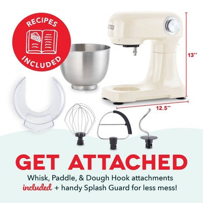 Dash Tilt Head 3.5qt 12-Speed Stand Mixer with 3 Attachments Cream