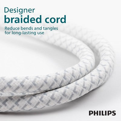 Philips 8-Outlet Surge 8' braided cord 2160J Adapter-Spaced - White
