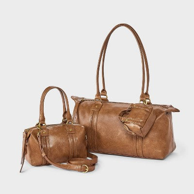 Faux Leather Distressed Satchel Bag - Universal Thread Copper