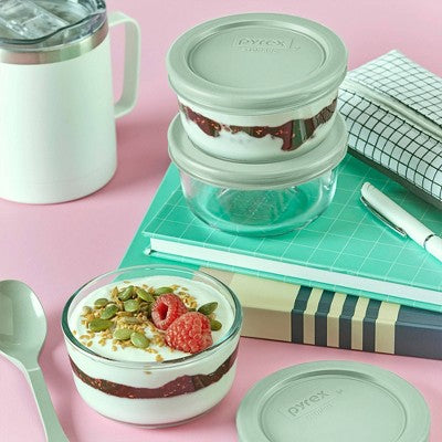 Pyrex 6pc 1c Round Food Storage Container Set Cameo Green