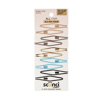 scunci No-Slip Grip Diamond Shaped Bobby Pins - Assorted Colors - 10pcs