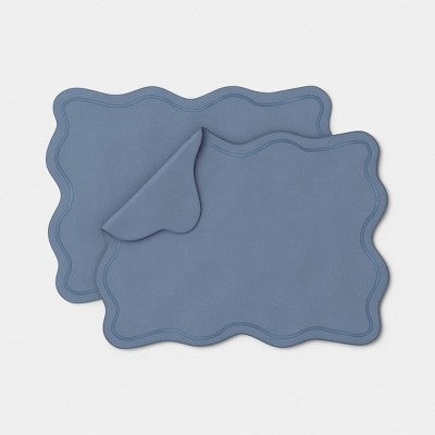 4pk Cotton Scallop Edge Placemat Blue - Threshold