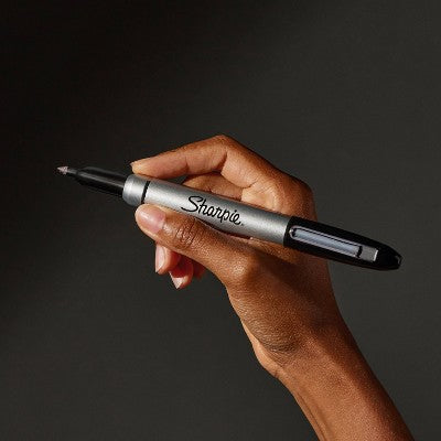 Sharpie 5ct Permanent Markers Fine Tip Stainless Steel Case Black Ink: Art & Office Supplies, Fine Point, Ages 3+