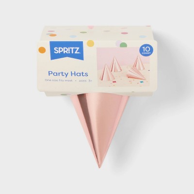 10ct 5" Metallic Foil Party Hats Rose Gold - Spritz