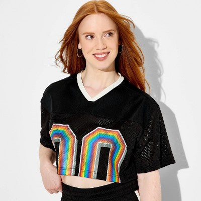Pride Adult Short Sleeve Cropped Jersey - Black L