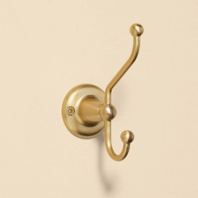 Vintage Double Wall Hook Brushed Brass - Hearth & Hand with Magnolia