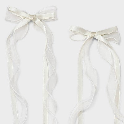 Tulle Bow Barrette 2 Pack - Wild Fable Ivory