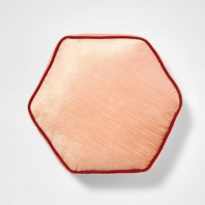 16" Textured Velvet Hexagon Throw Pillow Coral - Threshold designed with Studio McGee