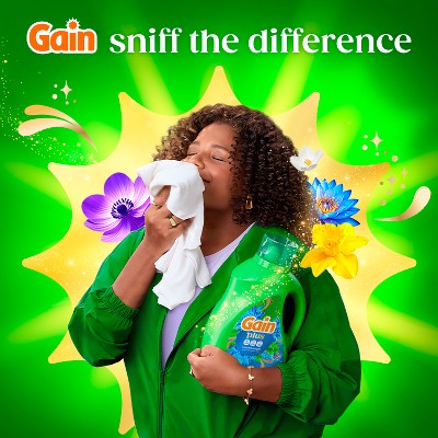 Gain Waterfall Delight Plus Liquid Laundry Detergents 75 Loads - 99oz: Cold Water Detergent, Spill-Resistant Lid