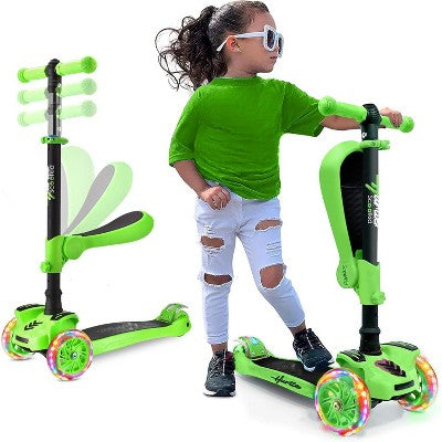 Hurtle 3-Wheeled Scooter for Kids - Wheel LED Lights - Green (LOCAL PICKUP ONLY)