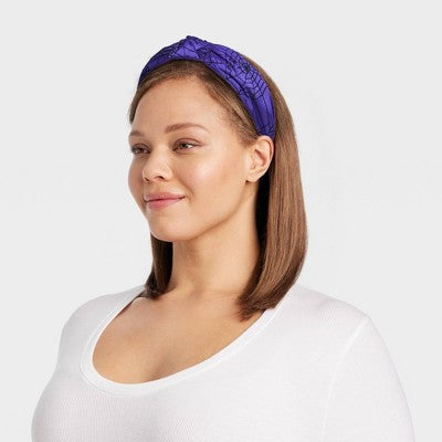 Halloween Spider Web Top Knot Headband - Purple