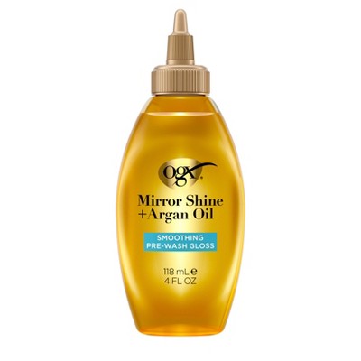 OGX Mirror Shine + Argan Oil Smoothing Pre-Wash Hair Gloss - 4 fl oz: Damage Repair, All Hair Types, Liquid Form