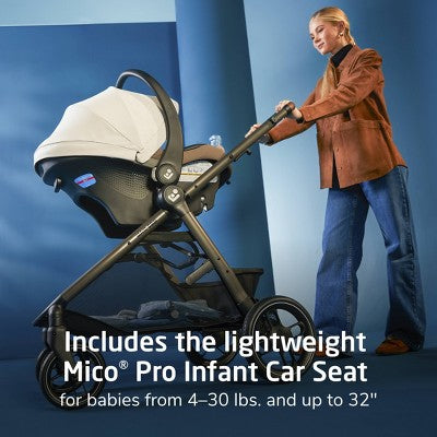 Maxi-Cosi Sienna Modular Travel System - Ecru: Bassinet Reclining Seat, Adjustable Handle, Rubber Tires, 38.8 lb Weight (LOCAL PICKUP ONLY)