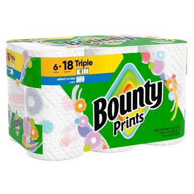 Bounty Printed Select-A-Size Paper Towels - 6 Triple Rolls