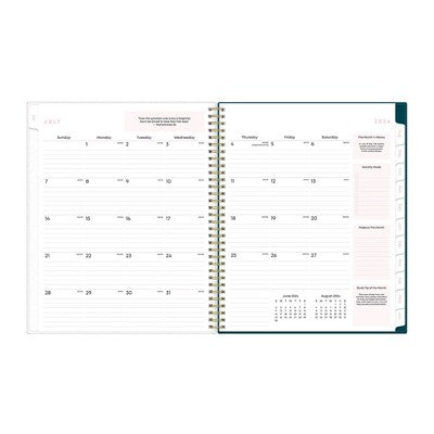 Blue Sky July 2024 - June 2025 8.5"x11" Weekly/Monthly Wirebound Planner Frosted PP Emery: Academic Agenda for Adults
