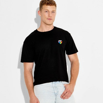 Pride Adult Short Sleeve Heart Logo T-Shirt - Black XL
