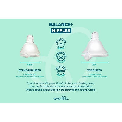 Evenflo 6pk Balance Wide-Neck Anti-Colic Baby Bottles - 9oz: Silicone Nipple, BPA-Free