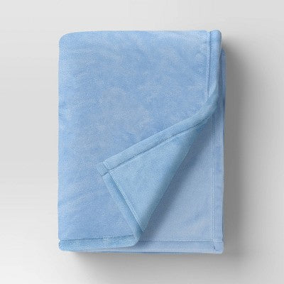 Solid Colored Plush Throw Blanket Sky Blue - Room Essentials