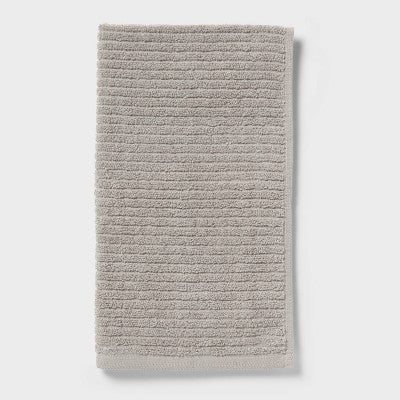 4pk Quick Dry Ribbed Hand and Wash Towel Set Light Gray - Threshold
