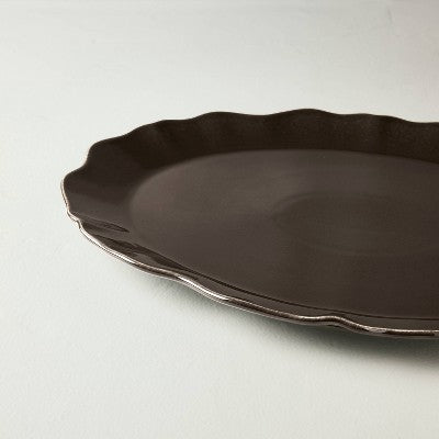 Ceramic Wavy Edge Serving Platter Brown - Hearth & Hand with Magnolia