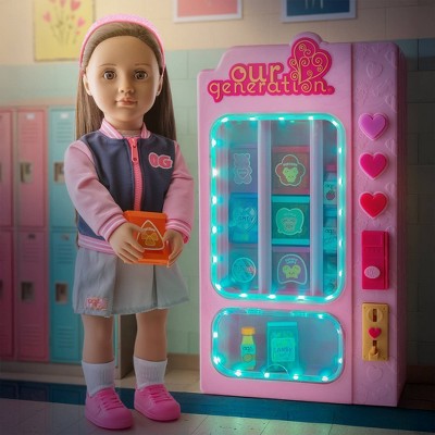 Our Generation Snacktime Fun Pink Vending Machine & Play Food Set for 18" Dolls