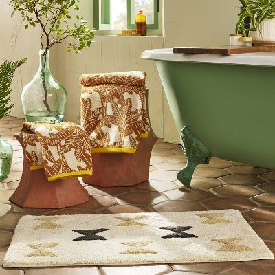 18"x30" Novelty Bath Rug Black/White - Opalhouse designed with Jungalow: Cotton, Tufted, Machine Washable, No Backing