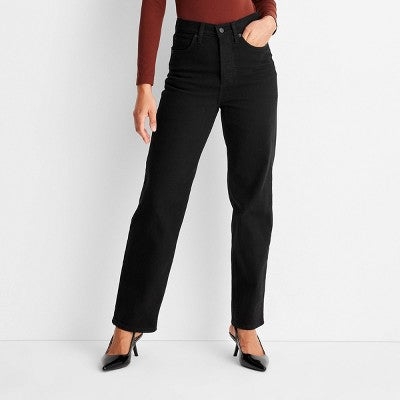 Womens Highest-Rise Straight Ankle Jeans Universal Thread Black 8