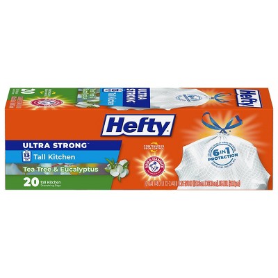 Hefty UltraStrong Tall Drawstring Kitchen Trash Bags - Tea Tree & Eucalyptus - 13 Gallon - 20ct
