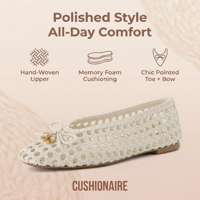 Womens CUSHIONAIRE Witty Hand Woven Ballet Flats  IVORY 9.5