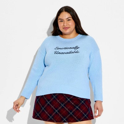 Women's "Emotionally Unavailable" Crewneck Pullover Sweater XXL