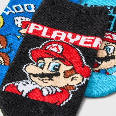 Kids' Nintendo Super Mario 6pk Socks - Blue/Gray XS/S