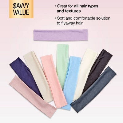 scunci Stretch Polyester Headbands - Pastels - 10pcs