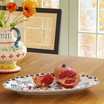 Medium Stoneware Floral Serving Platter - Threshold