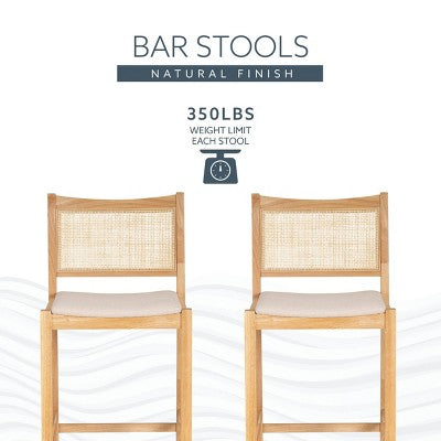 Powell Set of 2 Bessie Cane Barstools Natural (LOCAL PICKUP ONLY)