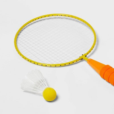 Badminton Set 3pc Orange/Yellow - Sun Squad: Shuttlecocks & Racquets for Ages 4+