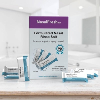 NasalFresh MD Saline Packets, Quick Dissolving, Single Use Count Refill Pack - 3.75g/90ct