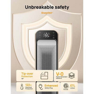 DREO 1500W Solaris Max 25" Ceramic Space Heater Oscillating Fast Heat and Ultra-Quiet ECO Mode Remote (LOCAL PICKUP ONLY)