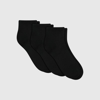 Hanes Men's Stretch Cushion Ankle Socks 3pk - Black 6-12