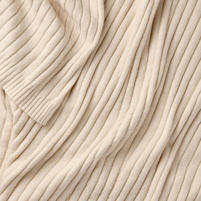 50"x60" Casual Mixed Rib Throw Blanket Beige - Threshold designed with Studio McGee