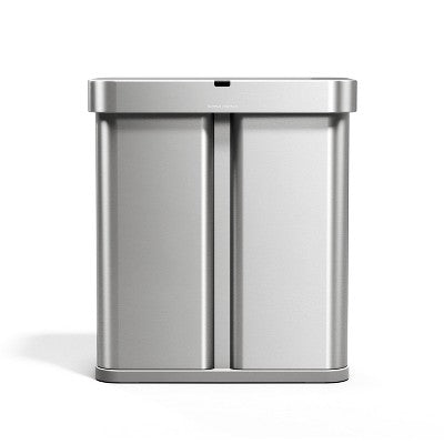 simplehuman 58L Dual Compartment Voice + Motion Sensor Kitchen Trash Can Recycler with Liner Pocket Stainless Steel (LOCAL PICKUP ONLY)
