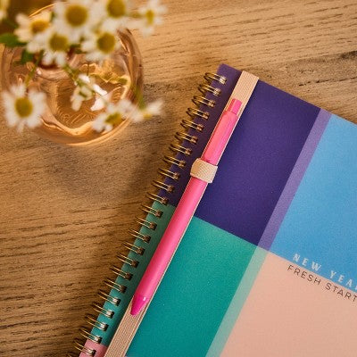 Happy Brands Organized July 2025 - June 2026 Weekly/Monthly Planner 9.37"x11.12" Multicolor Cool Brights