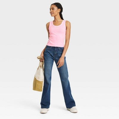 Women's Shrunken Rib Tank Top - Universal Thread Pink M