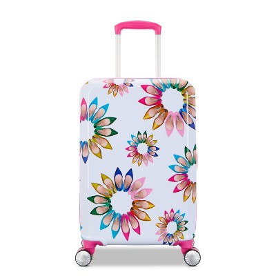 Sarah Jessica Parker Hardside Expandable Carry On Spinner Suitcase - White Shoe Wheel