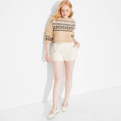 Women's Mid-Rise Fleece Pull-On Shorts Wild Fable Heather Gray XL
