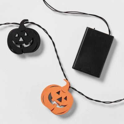 10ct LED Wood Pumpkin Halloween String Lights - Hyde & EEK! Boutique