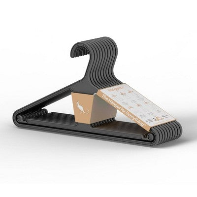 Kangaroo Hangers 10pk Original Clothes Hangers Charcoal
