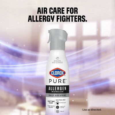 Clorox PURE Allergen Neutralizer Daily Air Spray Air Fresheners Nighttime Calm - 8oz: Non-Toxic, 1-Pack
