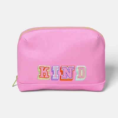 Tech Pouch - heyday Candy Pink Word Embroidery: Solid Accessory Case